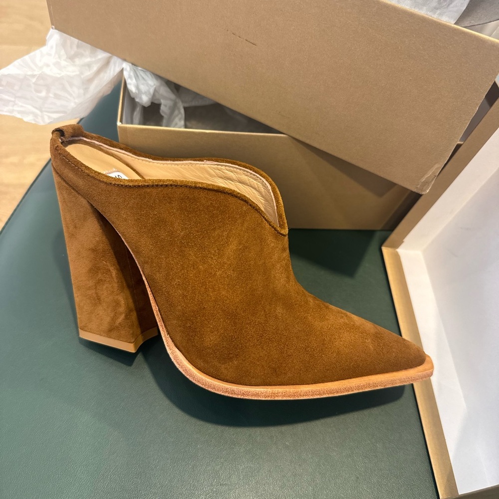 Nine West Brown Suede Block Heel Mules